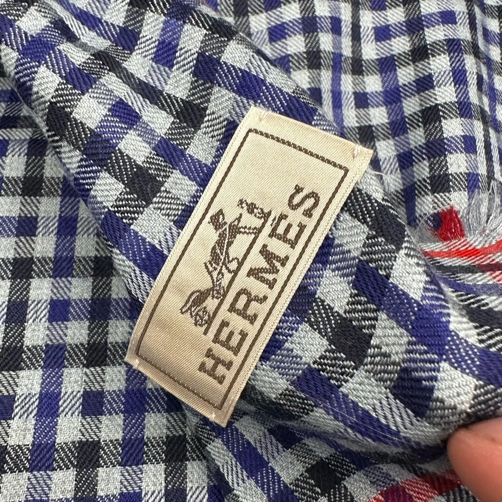 Hermes Monogrammed Silk Cashmere Scarf